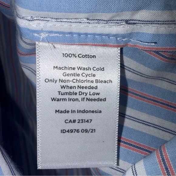 Talbots striped button down shirt w/ floral cuff Pink, Blue, White 1X NWT - Picture 6 of 7